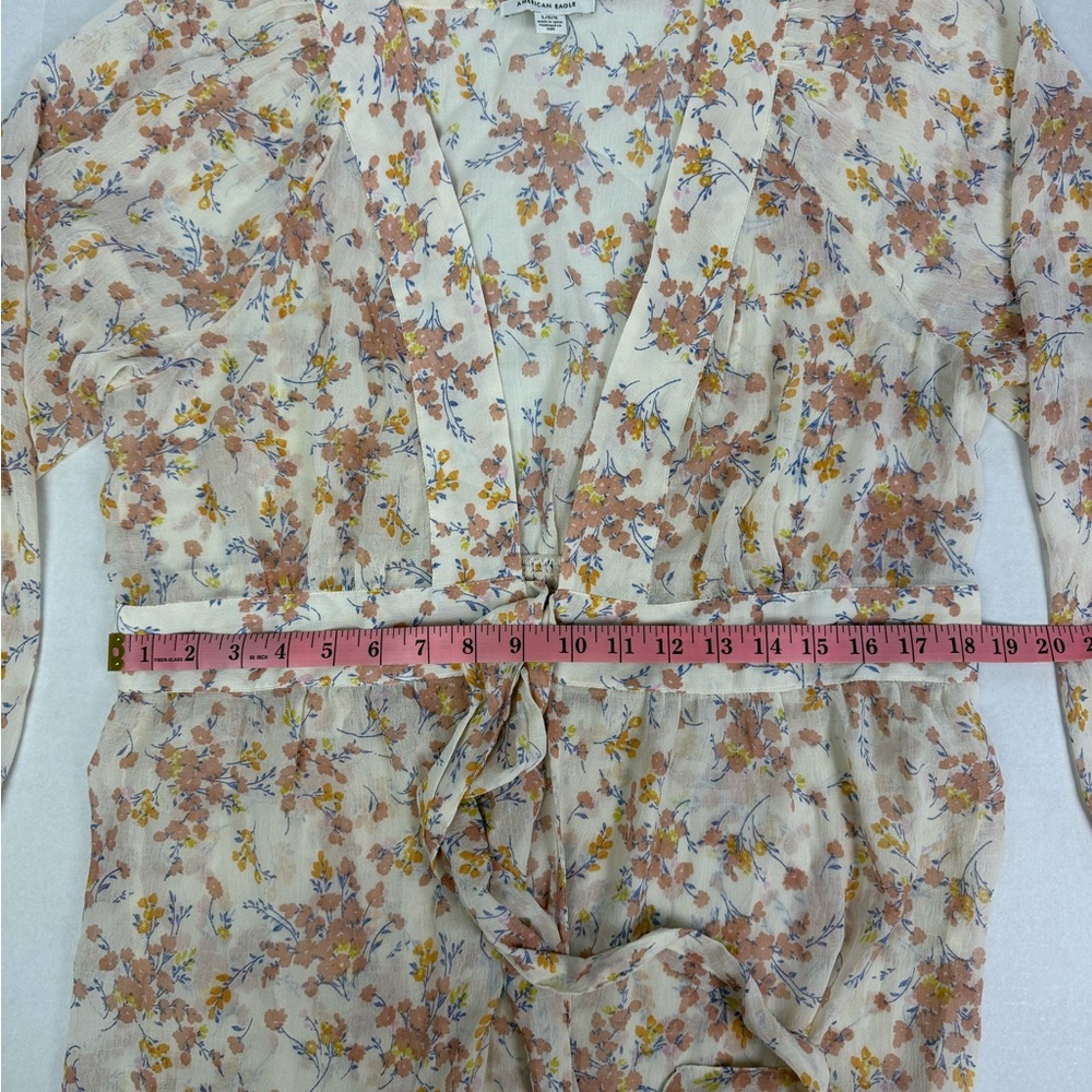 American Eagle Floral Tie-Front Midi Dress | Lightweight Boho | Size L - Picture 8 of 8